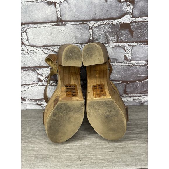 Bed Stu Brown Leather Platform Ankle Strap Wooden Heels Women’s Sz 8M US/38.5EU - Picture 7 of 16